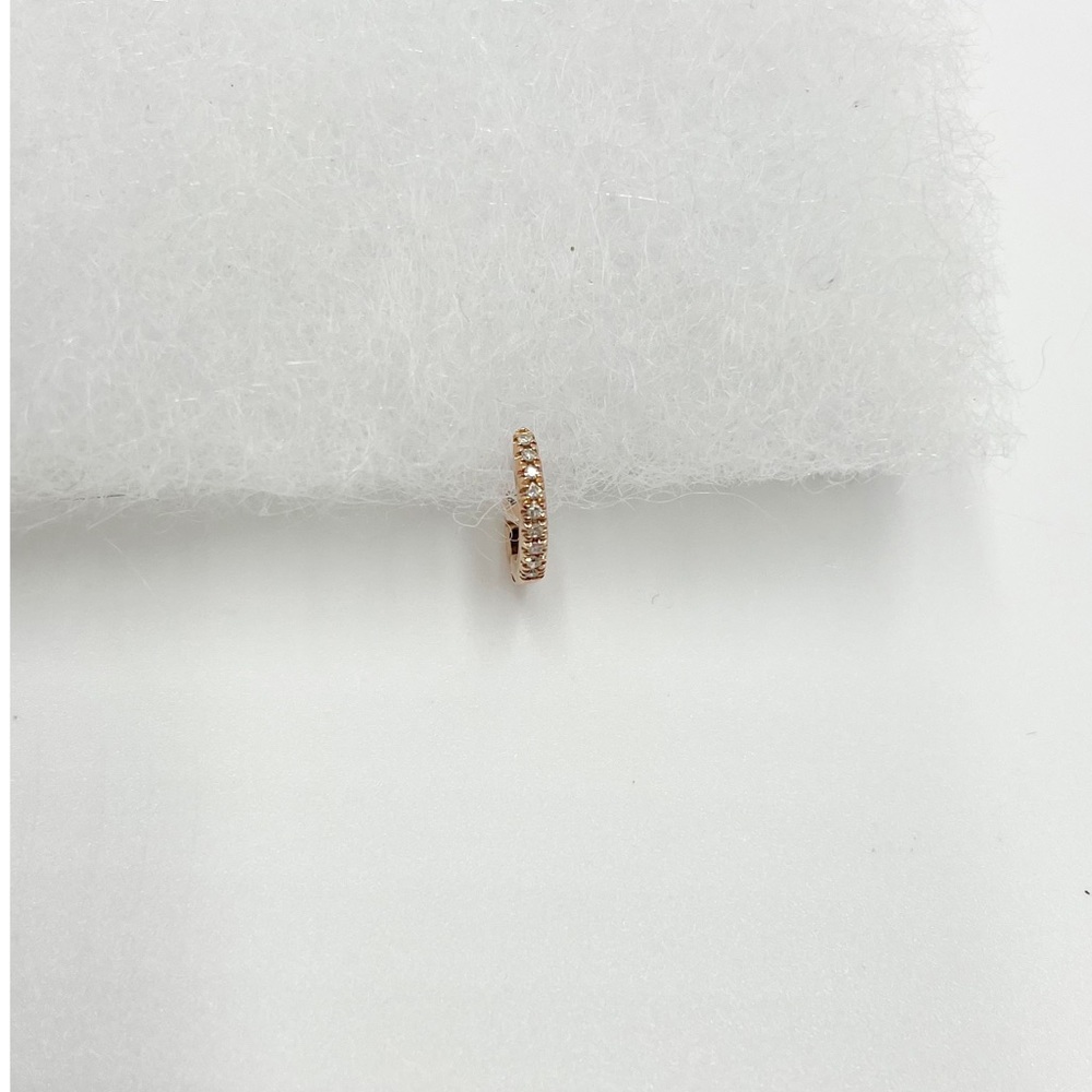 Real Diamond 14k Rose Gold Huggie Cuff Earring - Picture 9 of 12